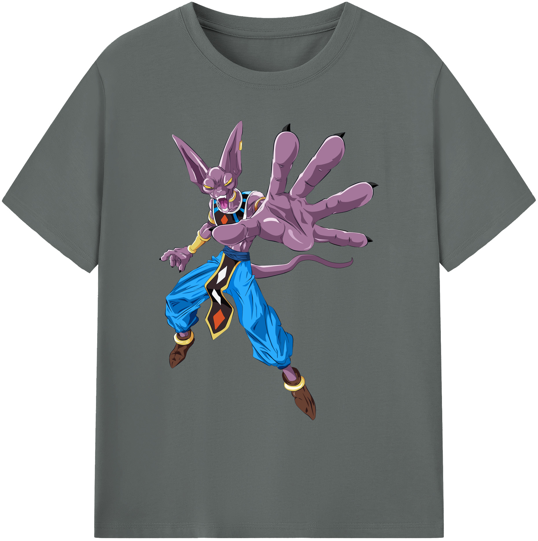 （画像用） ドラゴンボール ビルス 破壊神ビルス DRAGON BALL Beerus Birusu 綿100％ メンズ半袖Tシャツ｜肌触りやわらか＆通気性